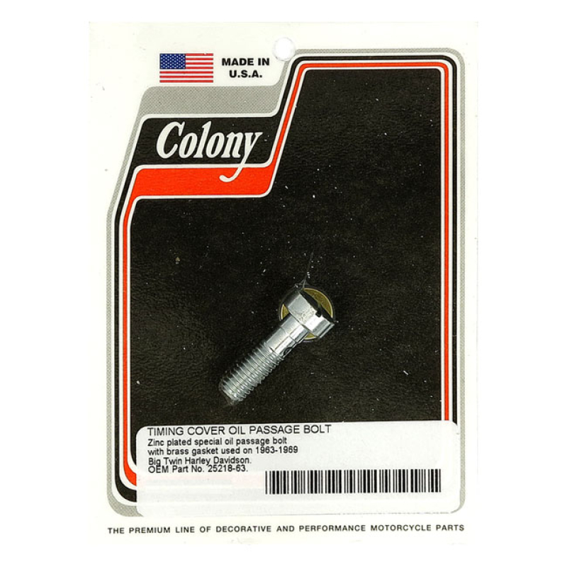 COLONY, CAM COVER OIL PASSAGE BOLT. ZINC ZINC PLATED. COMPATIBLE WITH 929886