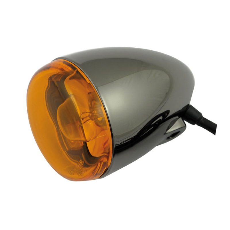 CHRIS, BULLET TURN SIGNAL. BLACK NICKEL. AMBER LENS COMPATIBLE WITH FO 932045