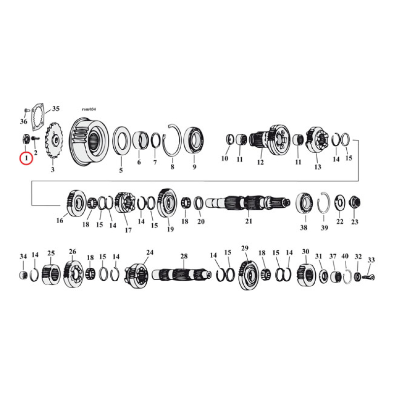 ETURATTAAN MUTTERI, 5-SP. NUT, TRANSM. PULLEY 935211
