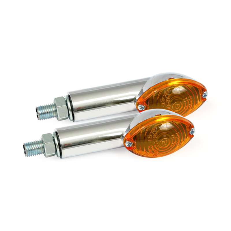 CATEYE MINI TURN SIGNALS 40MM STEM, CHROME WITH AMBER LENS ECONOMICAL, 940849
