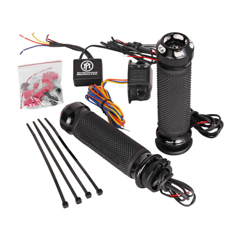 PM, APEX HEATED GRIPS. BLACK CONTRAST CUT BLACK ANODIZED ALUMINUM WITH 941788