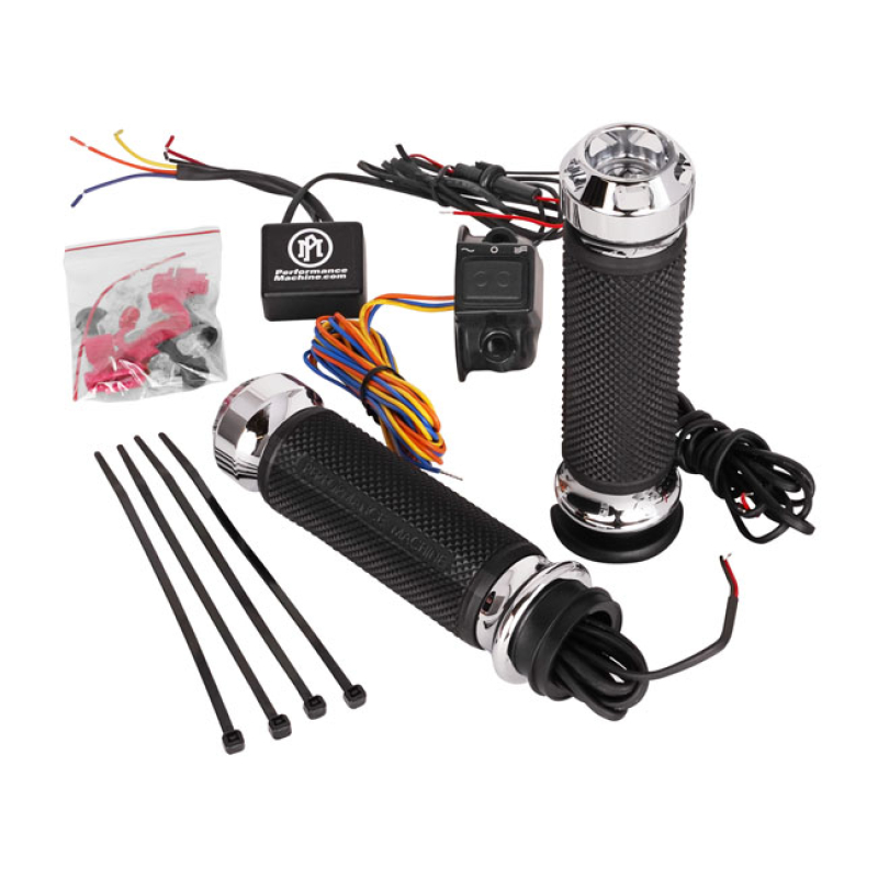 PM, APEX HEATED GRIPS. CHROME CHROME PLATED CNC MACHINED ALUMINUM. A D 941791