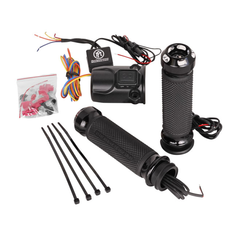 PM, APEX HEATED GRIPS. BLACK CONTRAST CUT BLACK ANODIZED ALUMINUM WITH 941792