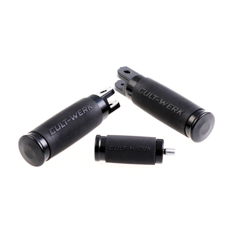 CULT-WERK, ''RACING'' RIDER FOOT & SHIFT PEG SET. GLOSS BLACK MACHINED 942192