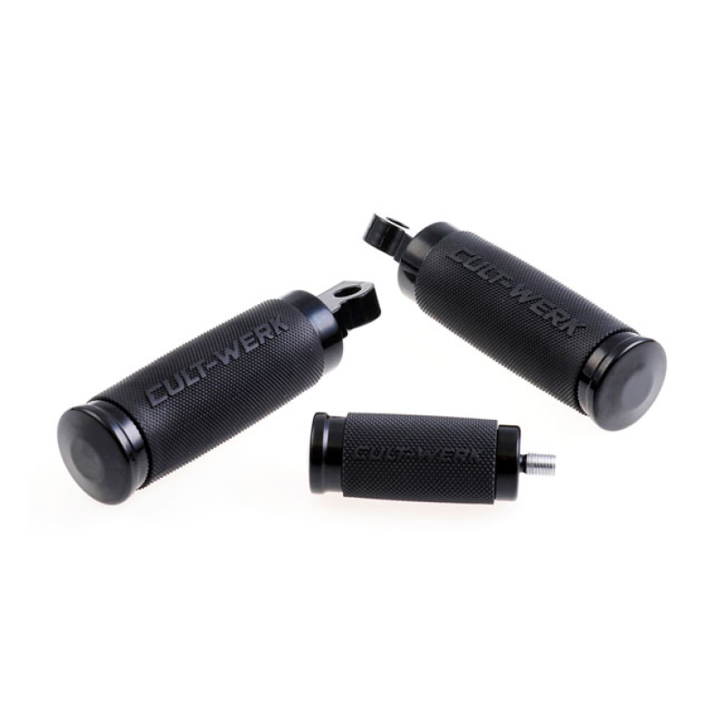 CULT-WERK, ''RACING'' RIDER FOOT & SHIFT PEG SET. GLOSS BLACK MACHINED 942198