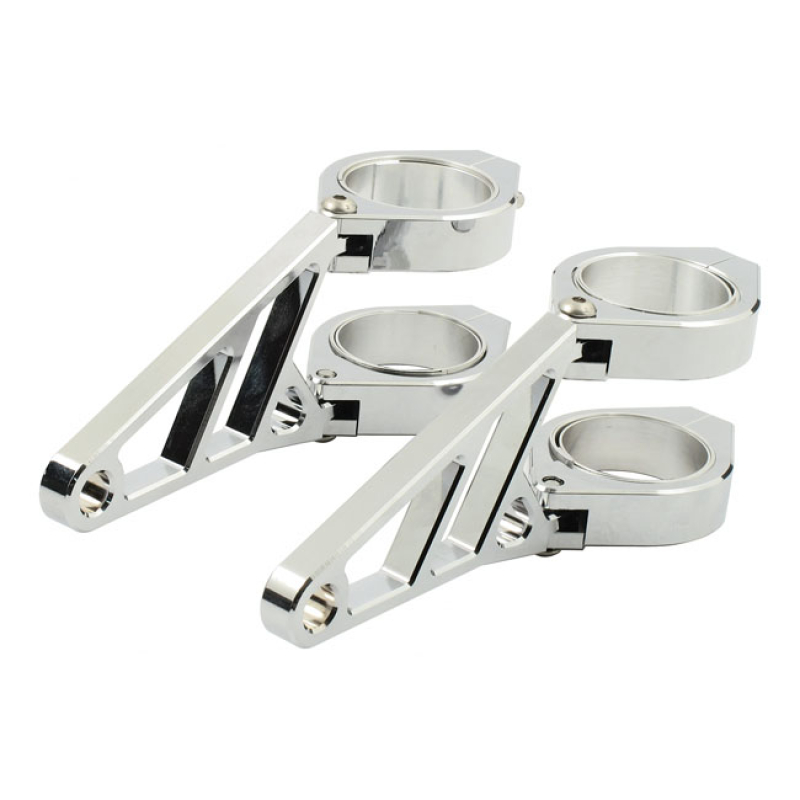 FINGERS, ADJ. HEADLAMP BRACKET ASSEMBLY 38-41MM. CHROME HIGH-END CNC M 943225