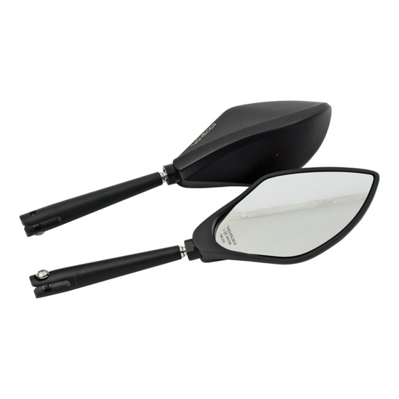 TOREZZO MIRROR SET. BLACK BLACK ANODIZED ALUMINUM.   - HEAD DIMENSIONS 943278