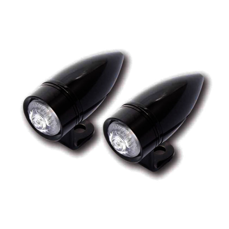 MONO BULLET, LED TURN SIGNALS. CLEAR LENS. CHROME. BRACKET- BLACK ALU 943495