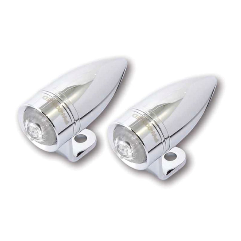 MONO BULLET, LED TURN SIGNALS. CLEAR LENS. CHROME. BRACKET 943496