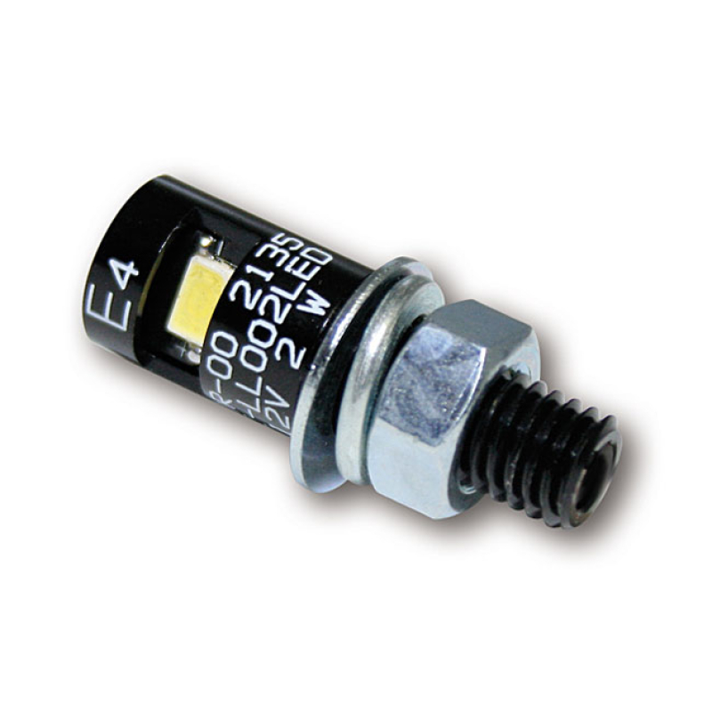 BURDETT, LED LICENSE PLATE MOUNT BOLT. BLACK LED LIGHTED. M8 THREADED 943523