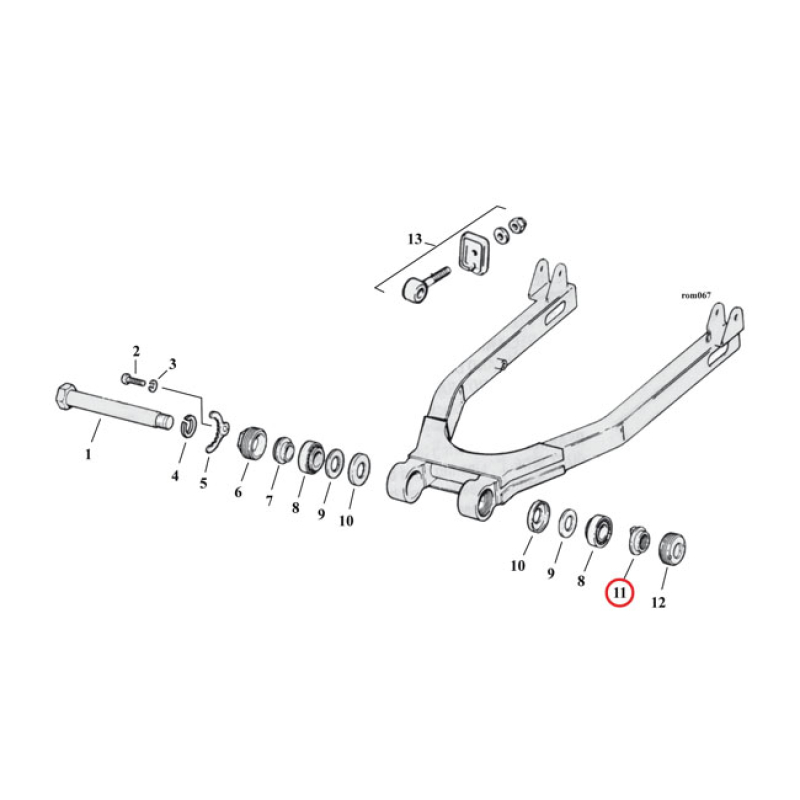 NUT, PIVOT SHAFT SWINGARM 951275