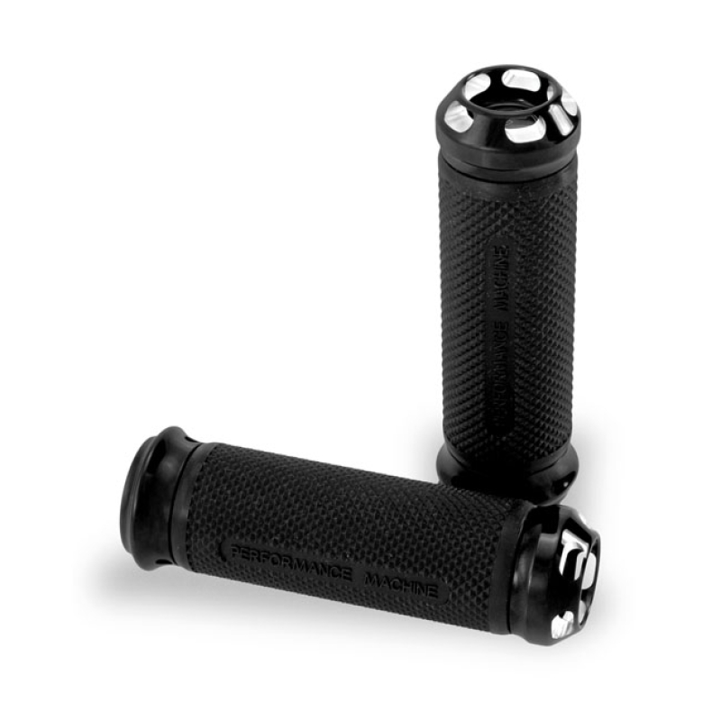 PERFORMANCE MACHINE, APEX HANDLEBAR GRIPS. BLACK BLACK ANODIZED CONTRA 952925