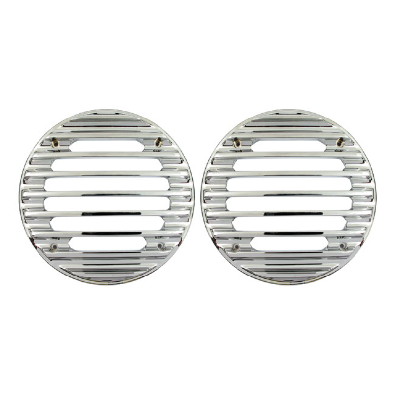 COVINGTONS, FINNED SPEAKER COVERS. LARGE. CHROME CHROME PLATED ALUMINU 953904