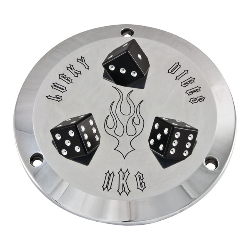 HELLS KITCHEN CHOPPERS, DERBY COVER LUCKY DICE. POLISHED CNC MACHINED 954232