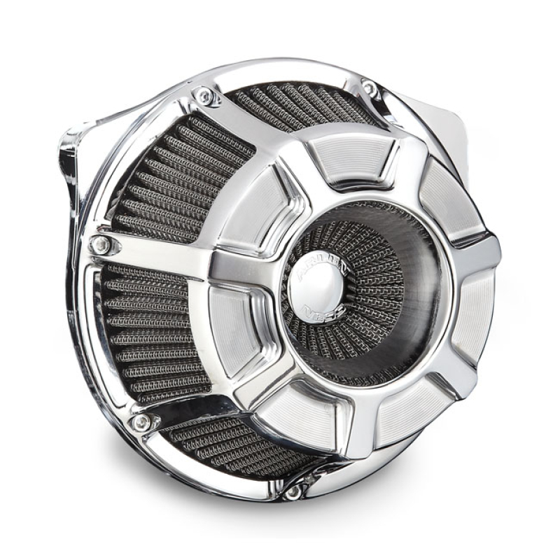 ARLEN NESS, INVERTED AIR CLEANER KIT 'BEVELED'. CHROME - INVERTED TOP 958734