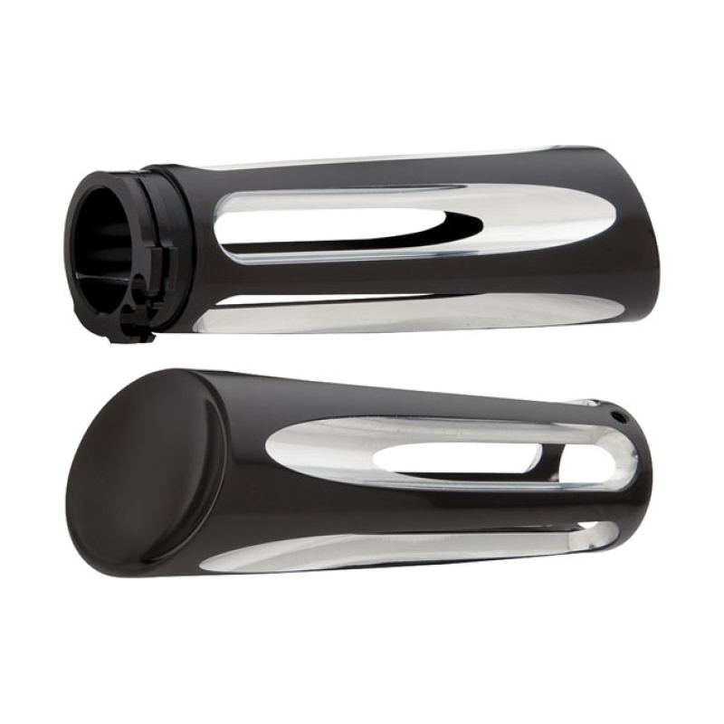 ARLEN NESS, BILLET DEEP CUT HANDLEBAR GRIPS. BLACK MACHINED FROM BILLE 959400