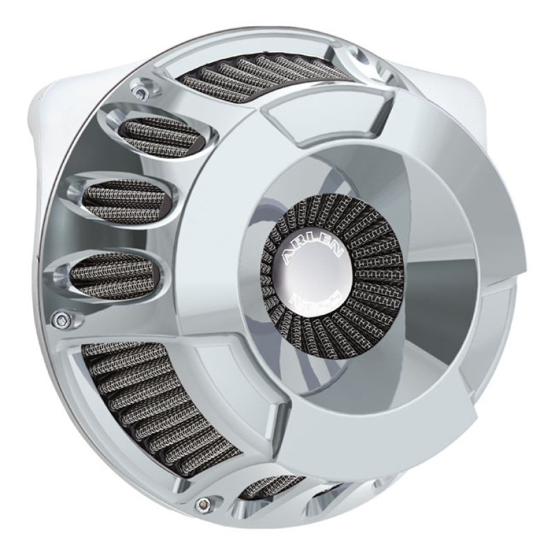 ARLEN NESS, INVERTED AIR CLEANER KIT 'DEEP CUT'. CHROME - INVERTED TOP 960376