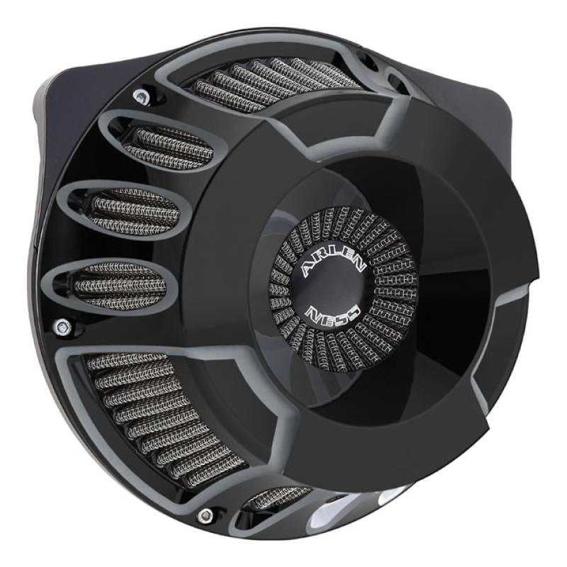 ARLEN NESS, INVERTED AIR CLEANER KIT 'DEEP CUT'. BLACK CC - BLACK ANOD 960377