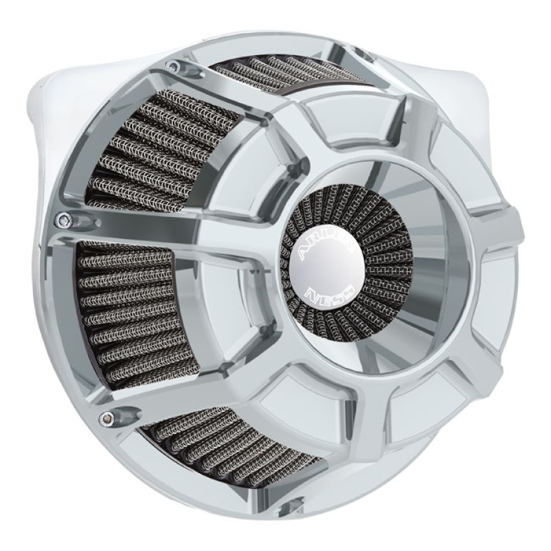 ARLEN NESS, INVERTED AIR CLEANER KIT 'BEVELED'. CHROME - INVERTED TOP 960382