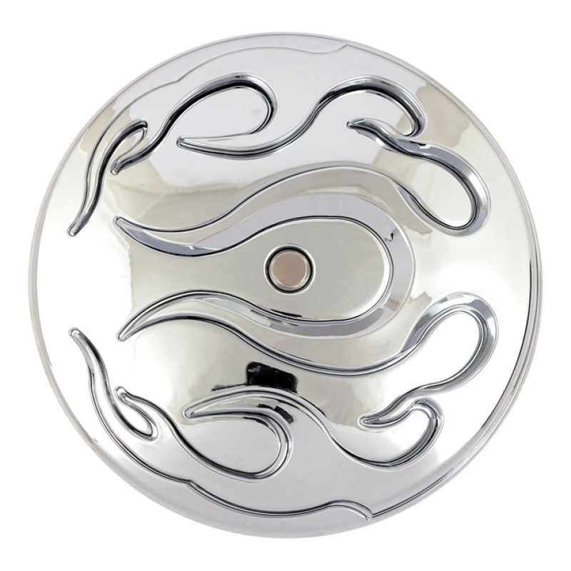 FLAME AIR CLEANER COVER INSERT CHROME; ALUMINUM; FITS STOCK ROUND AIR 962104