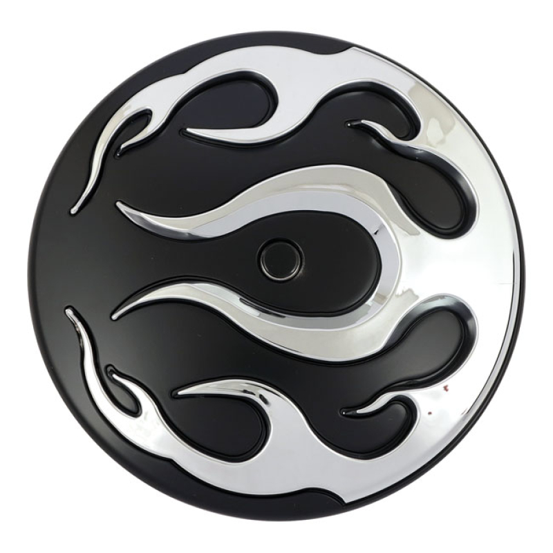 FLAME AIR CLEANER COVER INSERT BLACK WITH CHROME FLAMES; ALUMINUM; FIT 962105