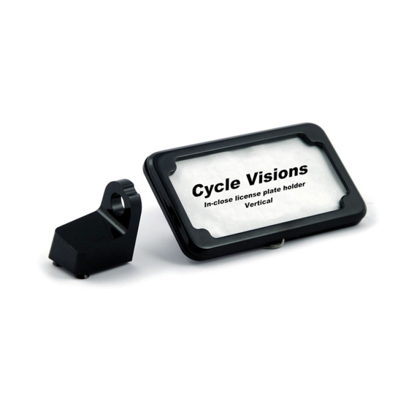 CYCLE VISIONS INCLOSE LICENSE PLATE HOLDER VERTICAL. BLACK 968019