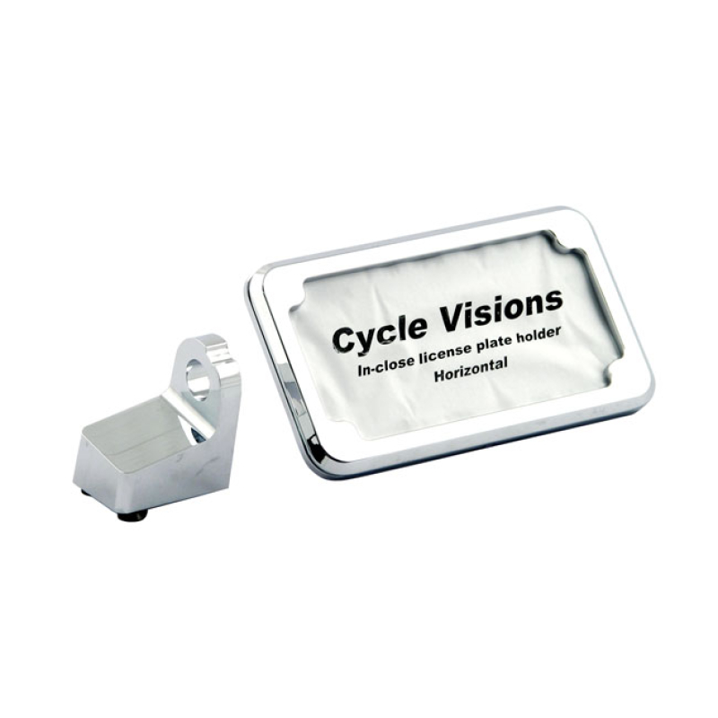 CYCLE VISIONS INCLOSE LICENSE PLATE HOLDER HORIZONTAL.CHROME 968020