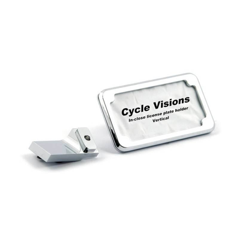 CYCLE VISIONS INCLOSE LICENSE PLATE HOLDER VERTICAL. CHROME 968023