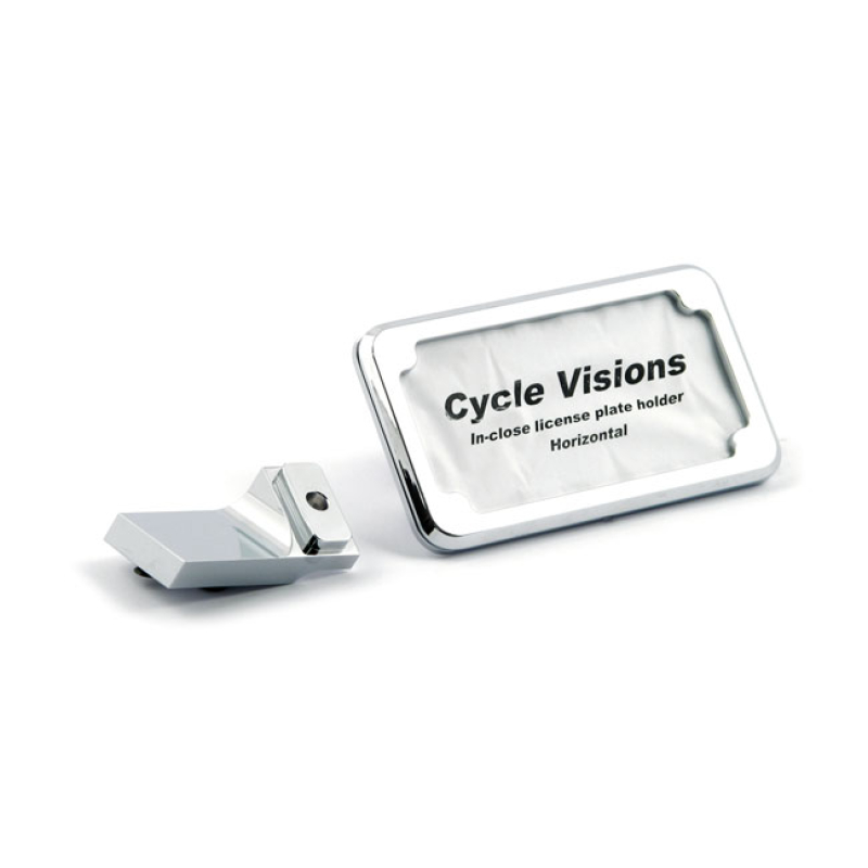 CYCLE VISIONS INCLOSE LICENSE PLATE HOLDER HORIZONTAL.CHROME 968061