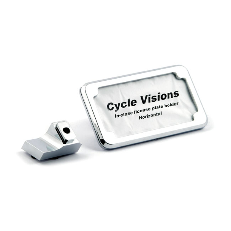 CYCLE VISIONS INCLOSE LICENSE PLATE HOLDER VERTICAL. CHROME 968070