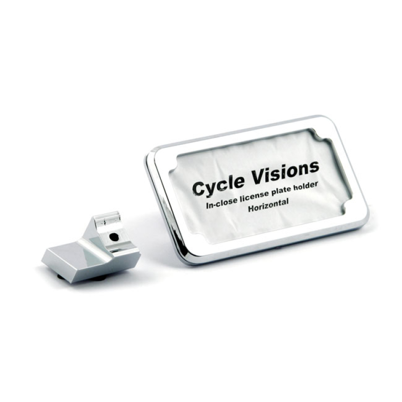 CYCLE VISIONS INCLOSE LICENSE PLATE HOLDER HORIZONTAL.CHROME 968080