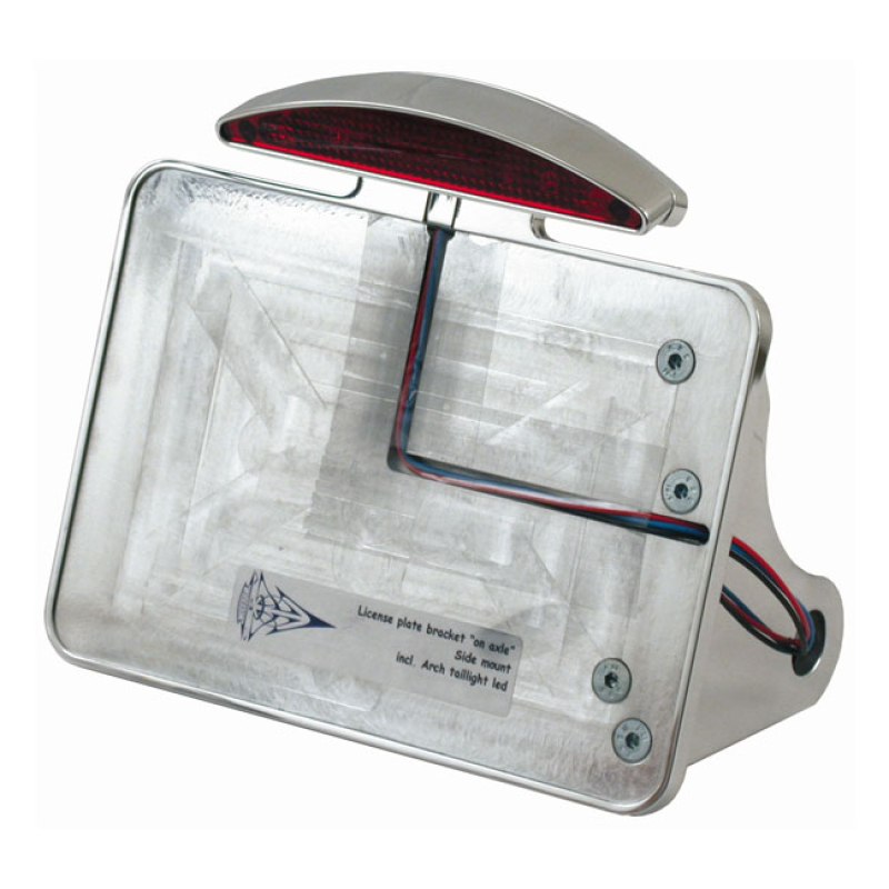 CPV LICENSE PLATE BRACKET KIT WITH ARCH LED TAILLIGHT; POLISHED; SIDE 972835