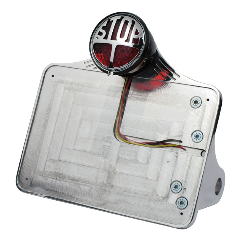 CPV LICENSE PLATE BRACKET POLISHED; WITH STOP TAILLIGHT; 143MM X 210MM 973056