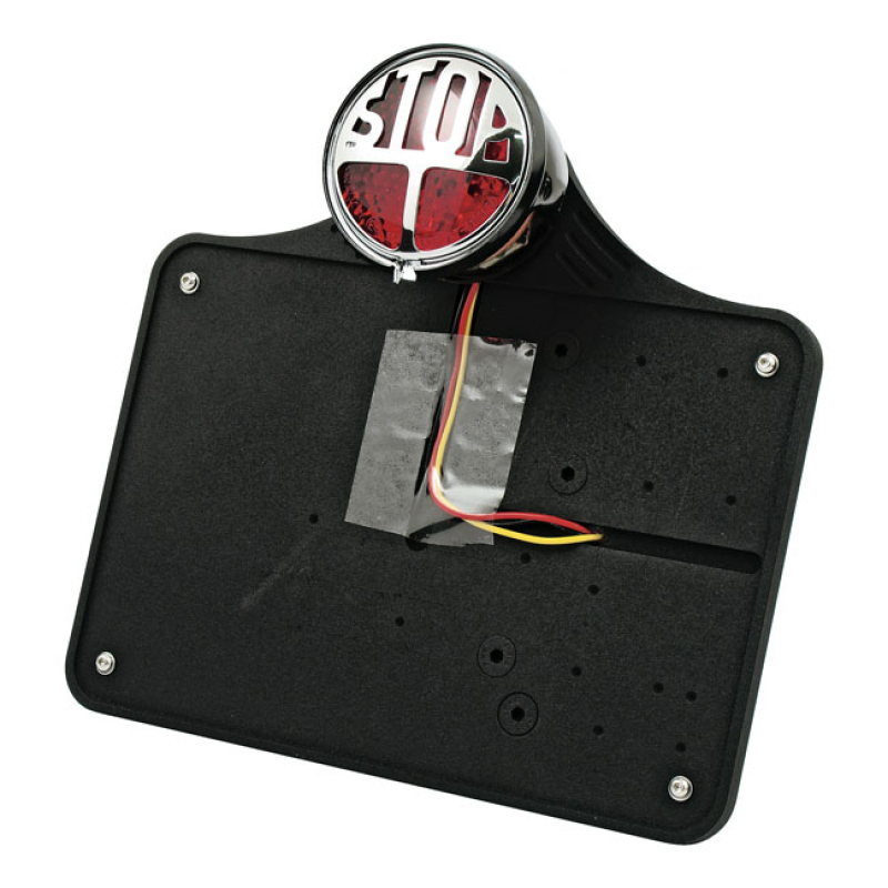 CPV LICENSE PLATE BRACKET BLACK; WITH LED STOP TAILLIGHT; 143MM X 210M 973061