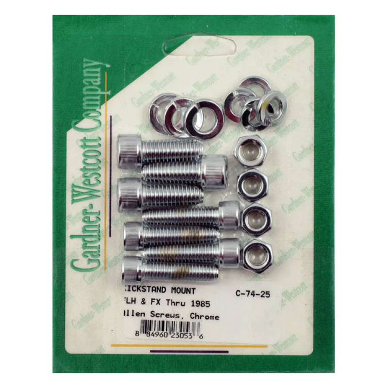 GARDNER-WESTCOTT, JIFFY MOUNT KIT. CHROME ALLEN HEAD KICK STAND / SIDE 975986