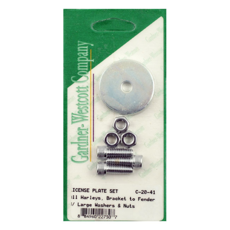 LICENSE PLATE BRACKET TO FENDER MOUNT KIT. CHROME COMPLETE CHROME PLAT 975991