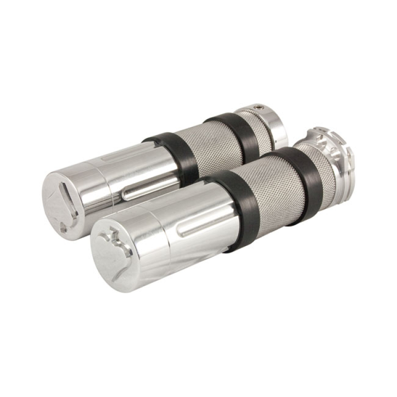 HKC H/B GRIPS YOUNG GUN, SPADE POLISHED ALUMINUM. BADASS HANDLEBAR GRI 982087