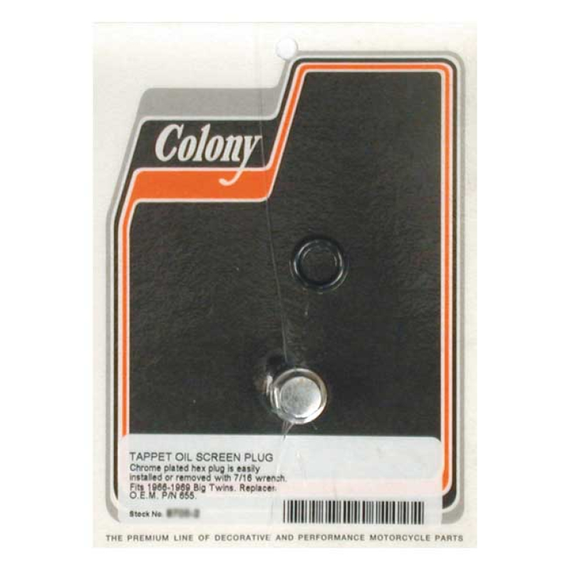 COLONY, HEX STYLE PLUG OIL SCREEN CRANKCASE. CHROME 989056