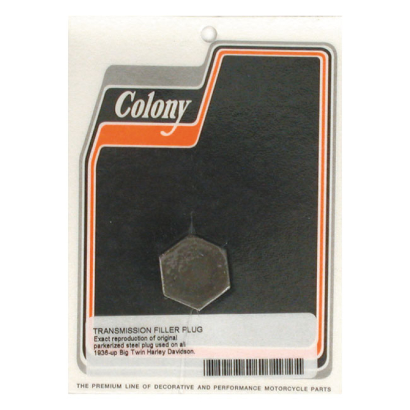 COLONY, TRANSMISSION FILL PLUG. OEM HEX STYLE BLACK PARKERIZED. NO DI 989303