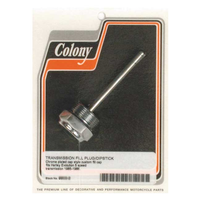 COLONY, TRANSMISSION FILL PLUG. CAP STYLE CHROME.  WITH DIPSTICK.  CUS 989307