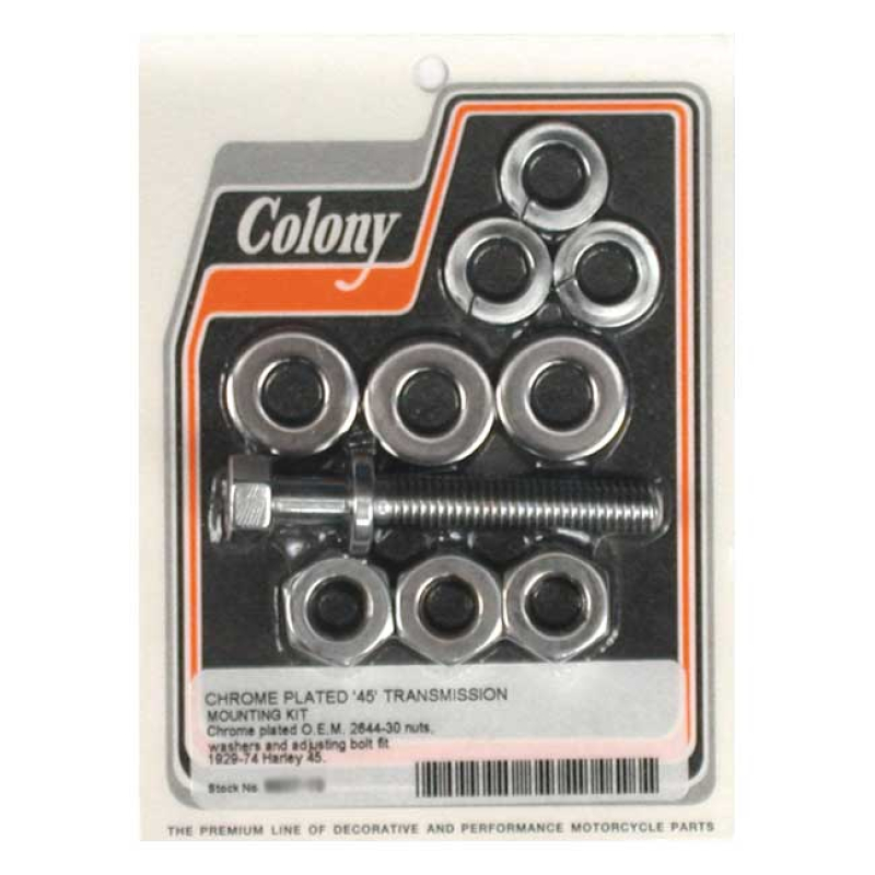 COLONY, TRANSMISSION MOUNT KIT. CHROME COMPLETE TRANSMISSON MOUNT KIT. 989536