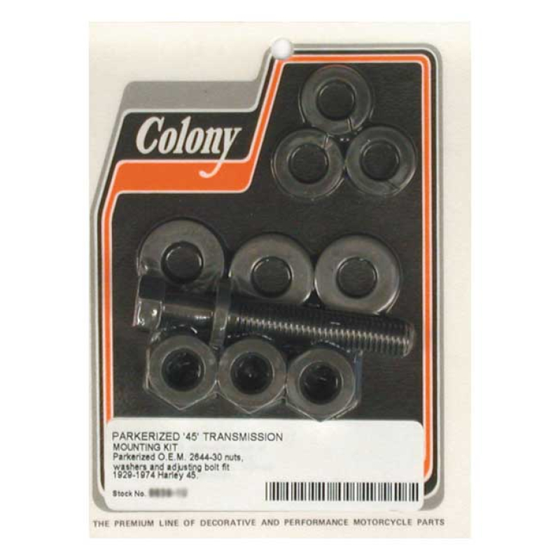 COLONY, TRANSMISSION MOUNT KIT. BLACK PARKERIZED COMPLETE TRANSMISSON 989538
