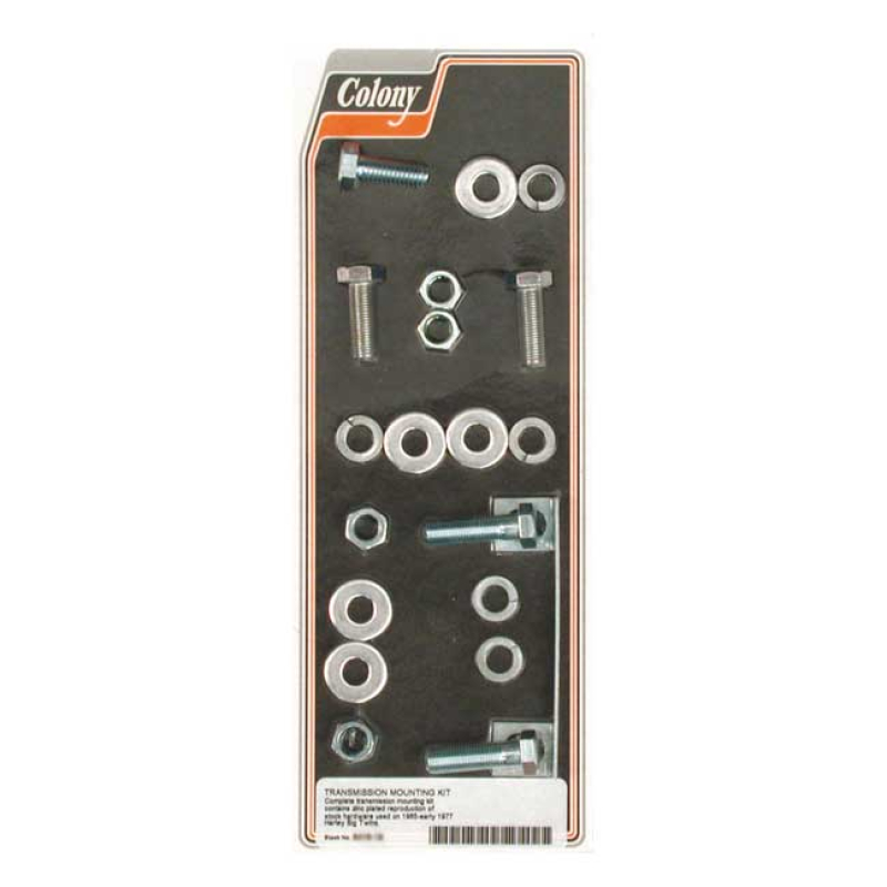 COLONY, TRANSMISSION MOUNT KIT. ZINC COMPLETE TRANSMISSON MOUNT KIT. E 989543