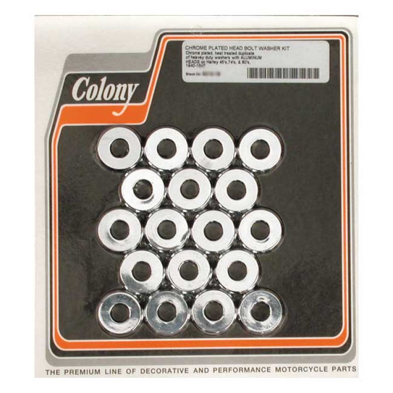 COLONY HEAD BOLT WASHER SET. CHROME FITS SIDE VALVES WITH ALUMINUM HEA 989638