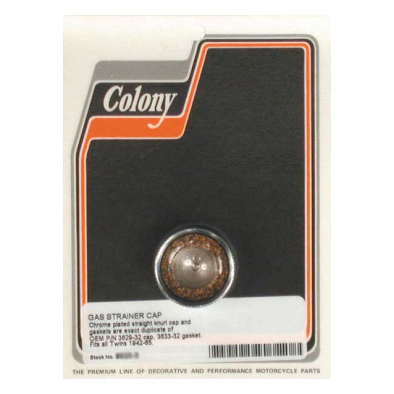 COLONY, GAS STRAINER CAP. 42-65 STYLE. CHROME CHROME PLATED STRIPED ST 989832