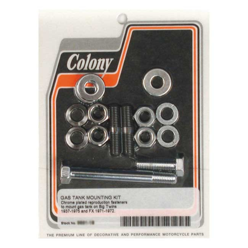 COLONY. 37-75 GAS TANK MOUNT KIT. CHROME CHROME PLATED FINISH.  EXACT 989834