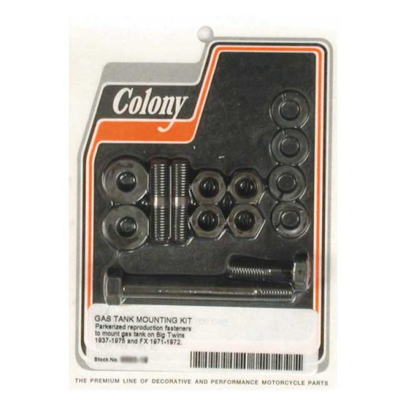 COLONY. 37-75 GAS TANK MOUNT KIT. PARKERIZED BLACK PARKERIZED FINISH. 989836