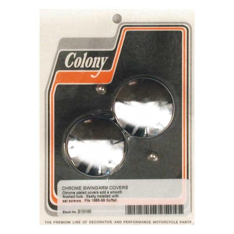 COLONY, SWINGARM PIVOT BOLT COVER SET. CHROME, DOMED INSTALLS WITH A S 989898