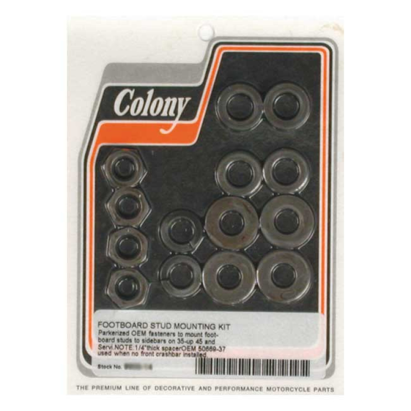 COLONY, FLOORBOARD STUD MOUNT KIT. BLACK BLACK PARKERIZED. REPRODUCTIO 989919