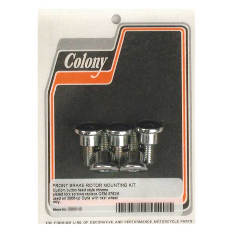 COLONY, FRONT BRAKE ROTOR BOLT KIT. CHROME 989939